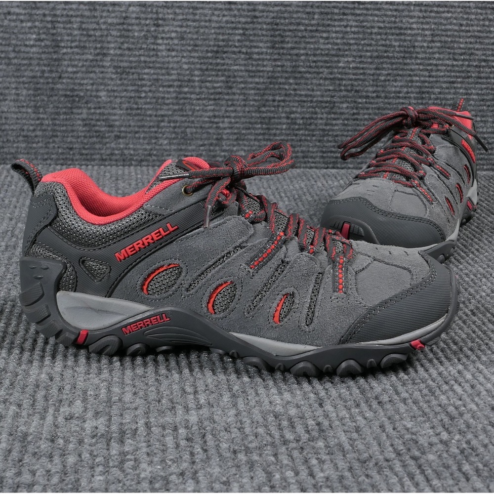 Merrell Alverstone Suede Hiking Trail Shoes Womens 10 Gray Red MINT Condition